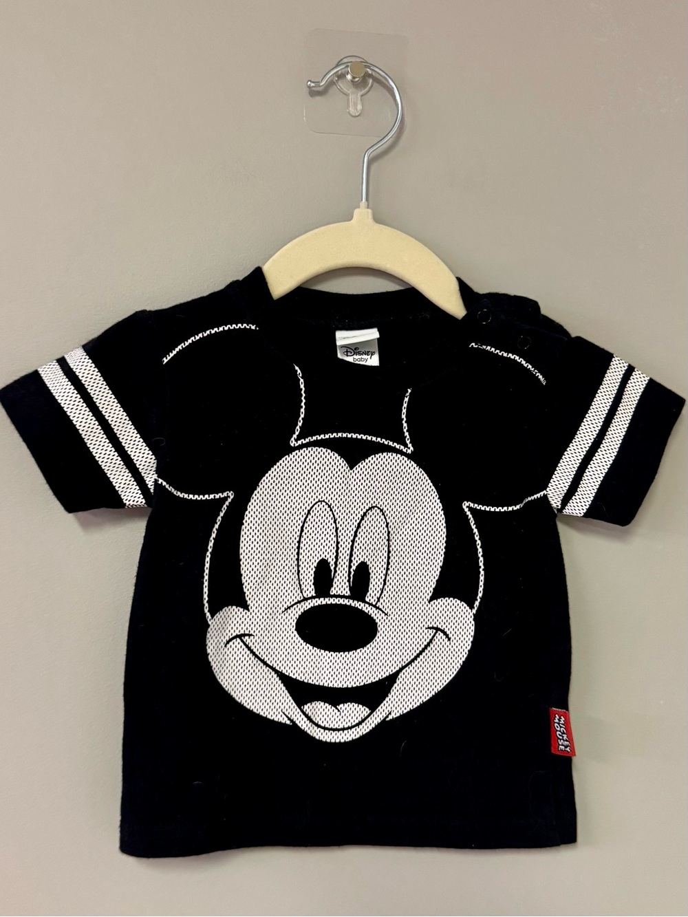 Disney Black & White Mickey Mouse Face Short Sleeve Tee